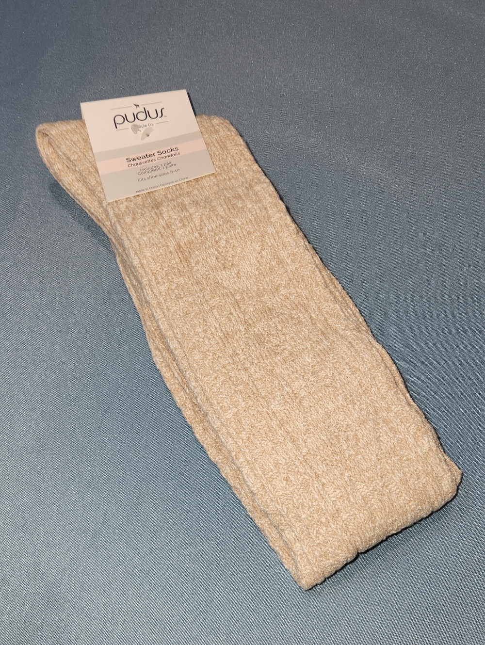 NWT Pudus Womens Sweater Socks In Beige.